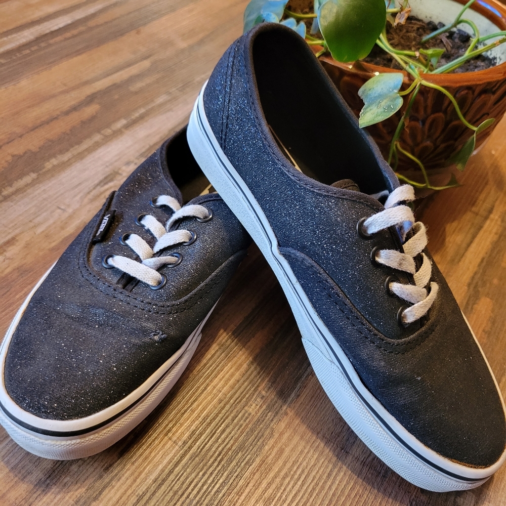 Black Sparkle VANS shoes Mens 5/Womens 6.5